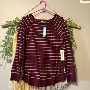 Plum Purple Clover Maroon and White Striped Pullover